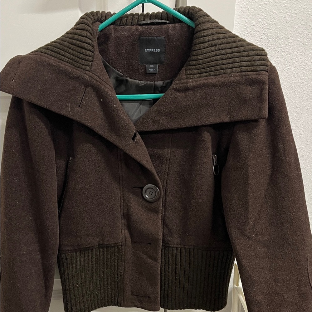 Express Women Dark Brown Pea Coat